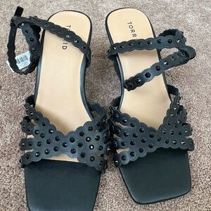 Torrid Black Eyelet Strap Sandals